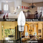 60W Incandescent Torpedo Tip Chandelier, Chandelier Light Bulbs 60 watt, Clear Dimmable, E26 Candelabra Base, Torpedo Transparent Light Bulbs for Chandeliers (10 Pack)