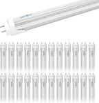 T8 LED Tube Light Bulbs 4 Foot 20W 40W Equivalent 6000K Cool White 2000LM, T8 T10 T12 Fluorescent Replacement, Dual-end Powered Ballast Bypass, Clear Cover ETL Listed for Garage 25-Pack