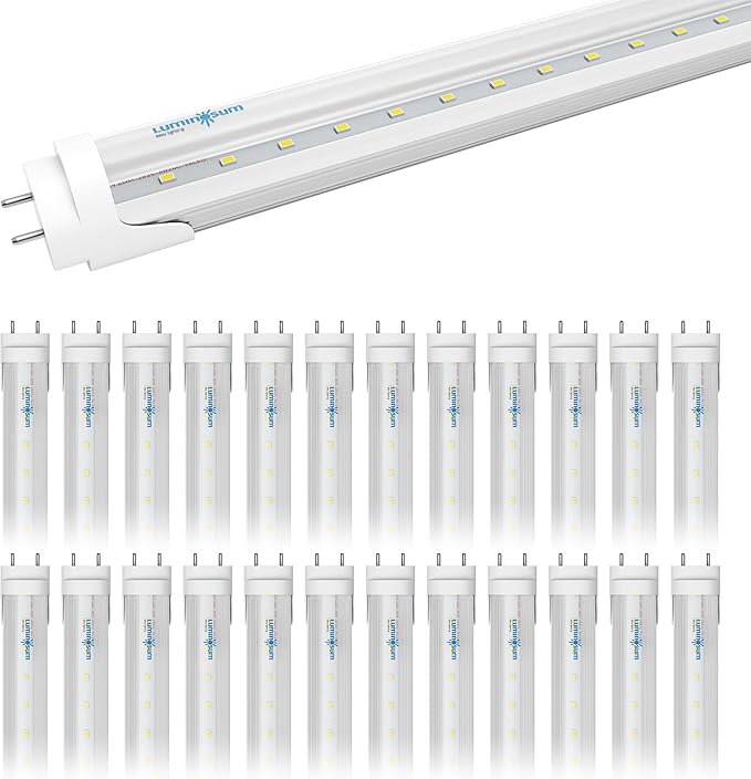 T8 LED Tube Light Bulbs 4 Foot 20W 40W Equivalent 6000K Cool White 2000LM, T8 T10 T12 Fluorescent Replacement, Dual-end Powered Ballast Bypass, Clear Cover ETL Listed for Garage 25-Pack