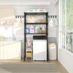 Ulif U8 Laundry Room Storage Organizer, Over The Washer and Dryer Storage Shelves for Laundry Organization, 35" W x 17.3" D x 76.2" H, Suit Washing Machine Width Within 32.6", Hold 304 lb, Black