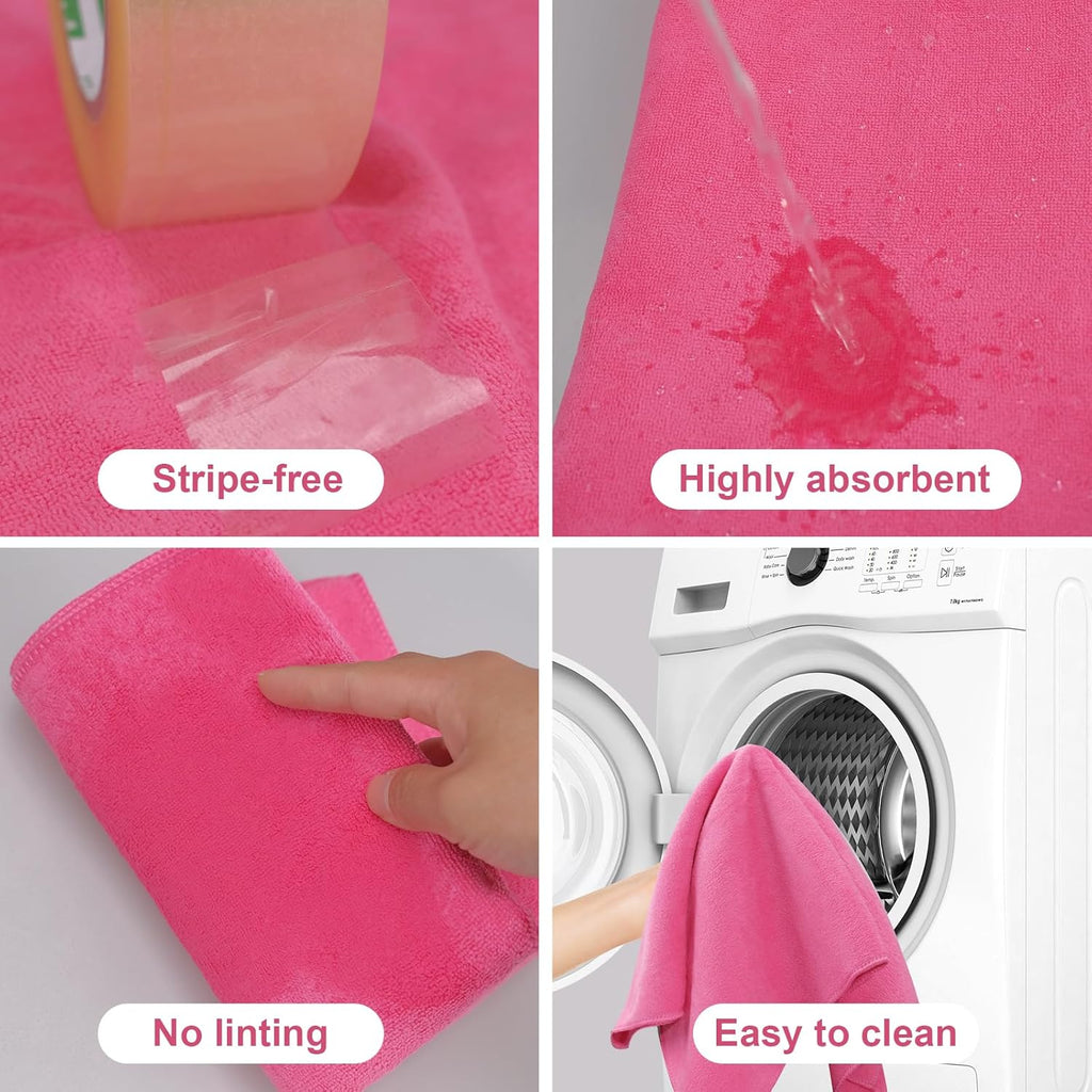 4 Pcs Multicolor Extra Large Microfiber Cleaning Cloth 30 x 20 Inch Reusable Thick Cleaning Towel Washable Solid Color Microfiber Towel for Home Office Window Cars Glass