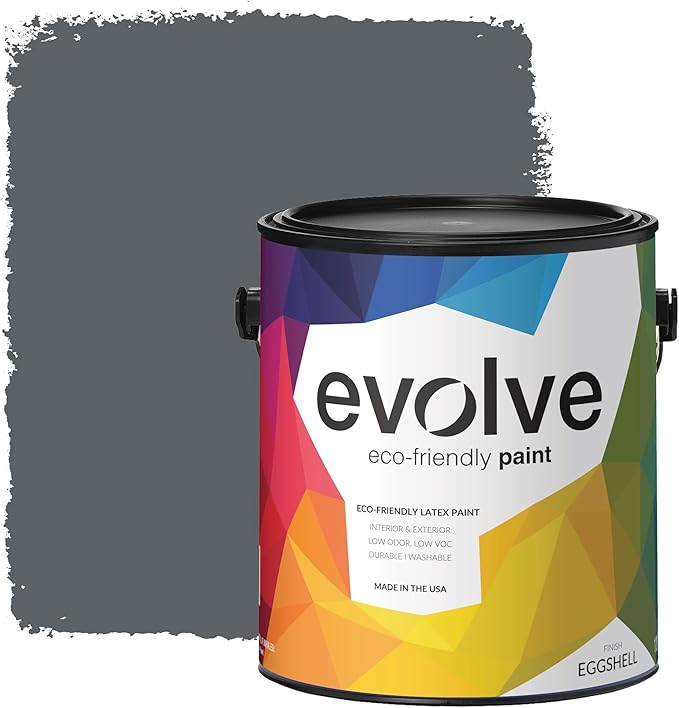EVOLVE Paint & Primer: Environment-friendly, Low Sheen with One-coat Coverage for Interior & Exterior surfaces (Seal Gray, 1-Gallon)