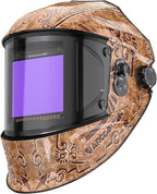 ARCCAPTAIN Large Viewing Screen 3.93"X3.66" Welding Helmet, True Color 1/1/1/1 Solar Power Auto Darkening Welding Hood with 4 Arc Sensor, Wide Shade 4/5-9/9-13 for TIG MIG ARC, Woodcarving