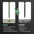 Wood Screws 2-1/2 Inch, FIXLINK Deck Screws #10 x 2-1/2", 105 PCS, Epoxy Coated, T25 Star Bit Above 1500 Hour Salt Spray Coating Outdoor Decking Screws Excellent Rust Resistant for Wood Fence, Green