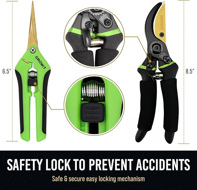 8.5" Professional Bypass Pruning Shears & Gardening Scissors Set - Super Sharp Premium Garden Shears | Pruning Shears For Gardening, Garden Hedge Clippers Handheld Pruners - Garden Scissors