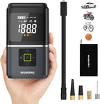WORKPRO Portable Tire Inflator, 7.2V/12V Small/Mid/Large Air Compressor, Digital Display, Auto Shut-Off, 5 Modes, LED Light, High Airflow, for Car, Motorcycle, Bike, Balls