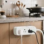 Surge Protector Power Strip, KPQ IPX6 Grade Waterproof Outdoor/Indoor Power Strip Weatherproof with 3 AC Outlets, 5FT Extension Cord, Wall Mountable for Home, Office, Camping-White