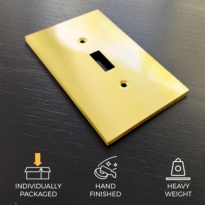 Rio Salto Modern Metal Vibrant Yellow Gold Toggle Light Switch Cover Metal MIDISZE Decorative Switch Covers Wall Plate Outlet Cover Wall Flip Switch Cover Socket Togle (Toggle, 1-Gang)