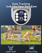 [Dual Lens WiFi6 & 10X Hybrid Zoom] Wireless Security Camera System Outdoor, Auto Tracking 2K+2K 4PCS PTZ Camera for Home Security 10CH Expandable 4K DVR CCTV Security Camera System