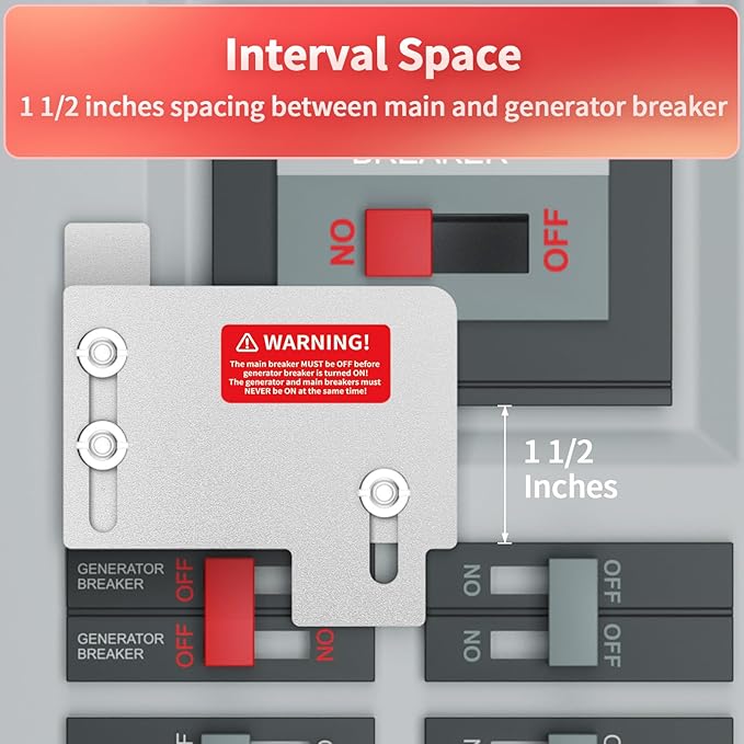 Marsflex Generator Interlock Kit for Cutler Hammer Horizontal Main only CH Series TAN Breaker 150 & 200 Amp Panels, 1 1/2 Inches Spacing Between Main and Generator Breaker, Professional Interlock Kit