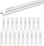 8ft T8 LED Bulbs 40W 80W Equivalent, 6000k Cool White 4000LM, FA8 Single Pin Tube Light, Dual-End Power Ballast Bypass, T8 T10 T12 Fluorescent Replacement, Clear Cover ETL Listed, 20-Pack