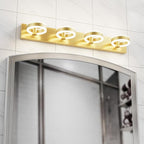 LED Bathroom Light Fixtures, 33inch Gold Vanity Lights, Modern 4 Light Acrylic Wall Sconces, 350° Rotatable Wall Lighting Fixture Over Mirror