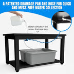 Washer and Dryer Pedestals - 29" W, 16" H, Black Steel Universal Fit with Major Brands, Leak-Proof Laundry Pedestal with Drain Pan & Hose, Washer and Dryer Stand for Back Pain Relief, 800 lbs Capacity