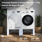 SKM 2-in-1 Washer & Dryer Pedestal Stand, 29" Universal Laundry Raiser for 4.8-5.3 cu. ft. Machines | Heavy-Duty Steel, 700LB Capacity | 12.6" Ergonomic Height, White