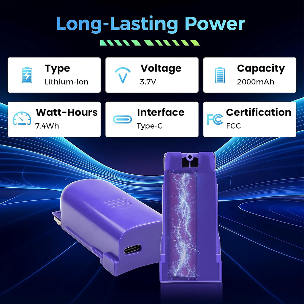 1 Pcs Rechargeable Battery Pack Replacement for Swiffer PowerMop, 500 Charge Cycles, 3.7V / 2.0Ah Lithium Ion Battery Contained in Removable Battery Holder (Type-C Port) with one USB Cable