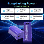 1 Pcs Rechargeable Battery Pack Replacement for Swiffer PowerMop, 500 Charge Cycles, 3.7V / 2.0Ah Lithium Ion Battery Contained in Removable Battery Holder (Type-C Port) with one USB Cable