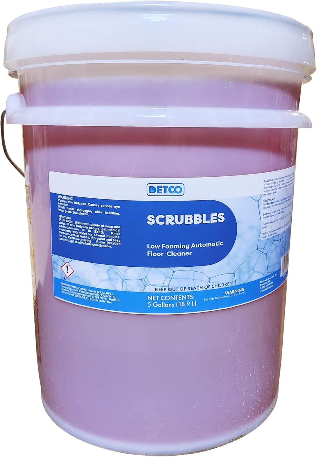 Scrubbles Low Foaming Automatic Floor Cleaner, Industrial Strength Concentrate - Deep Cleaning Solution for Concrete Floors, 2oz Per Gallon of Hot Water, 5 Gallons