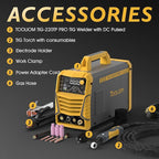 TOOLIOM 220A Cold TIG Welder with DC Pulse, 7 In 1 Cold Spot Lift TIG/Stick Welder with IGBT Inverter, 110&220V Welding Machine with Large Digital Display 2T/4T/4T PRT Mode TIG Welding Equipment