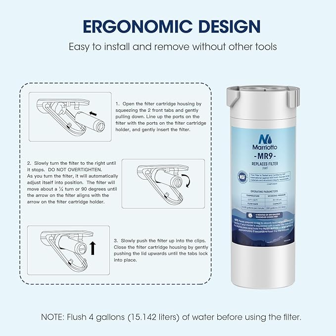 MARRIOTTO XWF Water Filter Replacement for GE XWF Refrigerator Water Filter, 3 Pack (Not XWFE)