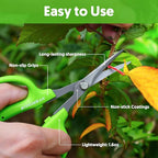 Garden Scissors, 6in Pruning Shears Snips Non-stick Coated Sharp Steel Blades - Gardening Tools Garden Shears for Plants Herb Flowers in Grow Tent and Hydroponics, Curved Blade