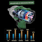 Prostormer 800N.m(580Ft-lbs) Cordless Impact Wrench, 1/2" Brushless High Torque Impact Gun Kit for Car Home, 2x4.5Ah Rechargable Batteries, Charger & 8 Sockets
