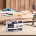 Lag Screws 3 Inch, 50PCS Heavy Duty Construction Screw, Structural Wood Screw #14 x 3, Rust Resistant, Washer Head, Yellow Coated Exterior Wood/Lag Screws, Star Drive with Bit