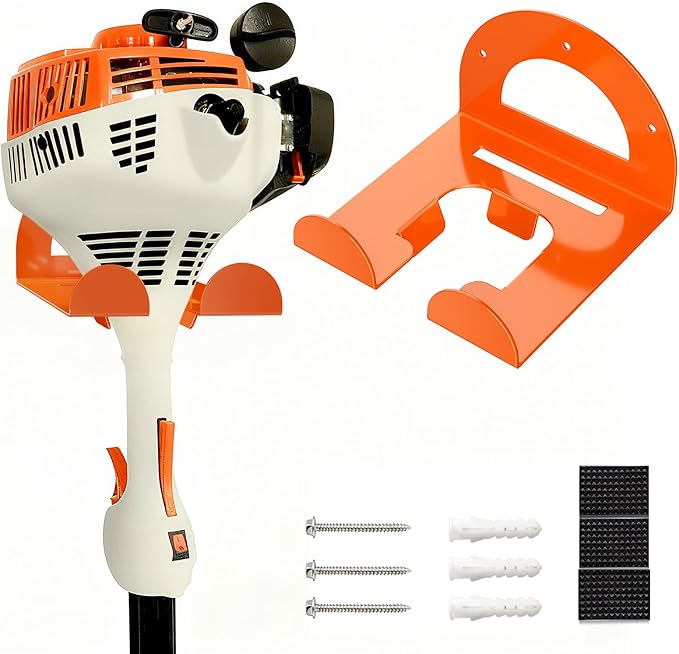 Weed Eater Hanger, Garage Organizer Trimmer Rack Wall Mount, Garden Power Tool Holder Garage Hooks for Grass Trimmer, Hedge Trimmer, Leaf Blower and Chainsaw Storage, 1 Pack