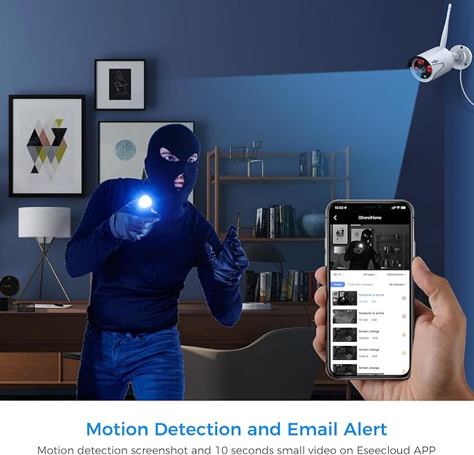 [Wireless Pro, 100ft Range] Hiseeu Wireless Security Camera System, Expandable 16CH 4K NVR, 4Pcs 3MP Night Vision WiFi Cameras Home Surveillance Outdoor, Motion Detection, 1TB HDD, One-Way Audio