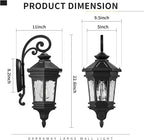 Darkaway Outdoor Wall Light, 22.6inch Large Outside Wall Sconce Light Anti-Rust Waterproof Aluminum with Water Ripple Glass for Patio Yard Doorway Garage