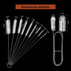 10 Pcs Flexible Drain Brush Straw Cleaner Brush Set,Pipe Cleaners Brush,61Inch Stainless Steel Double-Ended Hose Brush 8.2Inch Nylon Long CPAP Tube Cleaning Brush for Home Kitchen Sink Plumbing(White)