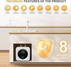 Mini Tank Water Heater Electric 2.5 Gallon Under Sink Instant Hot Water Heater with LED Dsiplay,T&P Valve,3-Way Diverter,110V 120V Point Of Use Water Heaters for Kitchen RV Bathroom White