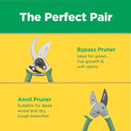 Miracle-Gro 2-Piece Pruning Shears Set – Includes 8 in. Bypass Pruner for Live Plants and 8 in. Anvil Pruner for Dry Stems – Sharp Carbon Steel Blades and Comfort Grip Handles for Garden and Yard Use