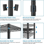 Ulif H4 Mini Portable Closet, 4 Tiers Freestanding Clothing Garment Rack for Small Space, Metal Clothes Wardrobe System for Bedroom, 23.6" W x 14" D x 76.4" H, Load 502 lbs, Black