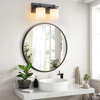 2 Light Modern Bathroom Light Fixtures Over Mirror, Black Vanity Lights for Bathroom Wall Sconces with Milky White Glass Shades, E26 Socket (Bulbs Not Included)