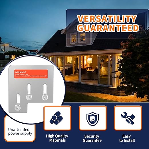 Generator Interlock Kit Compatible with Square D QO or Homeline 150 or 200 amp Panels, 1 3/8 inches Spacing Between Main and Generator Breaker，Use Portable Power Sources Safely During Power Outages