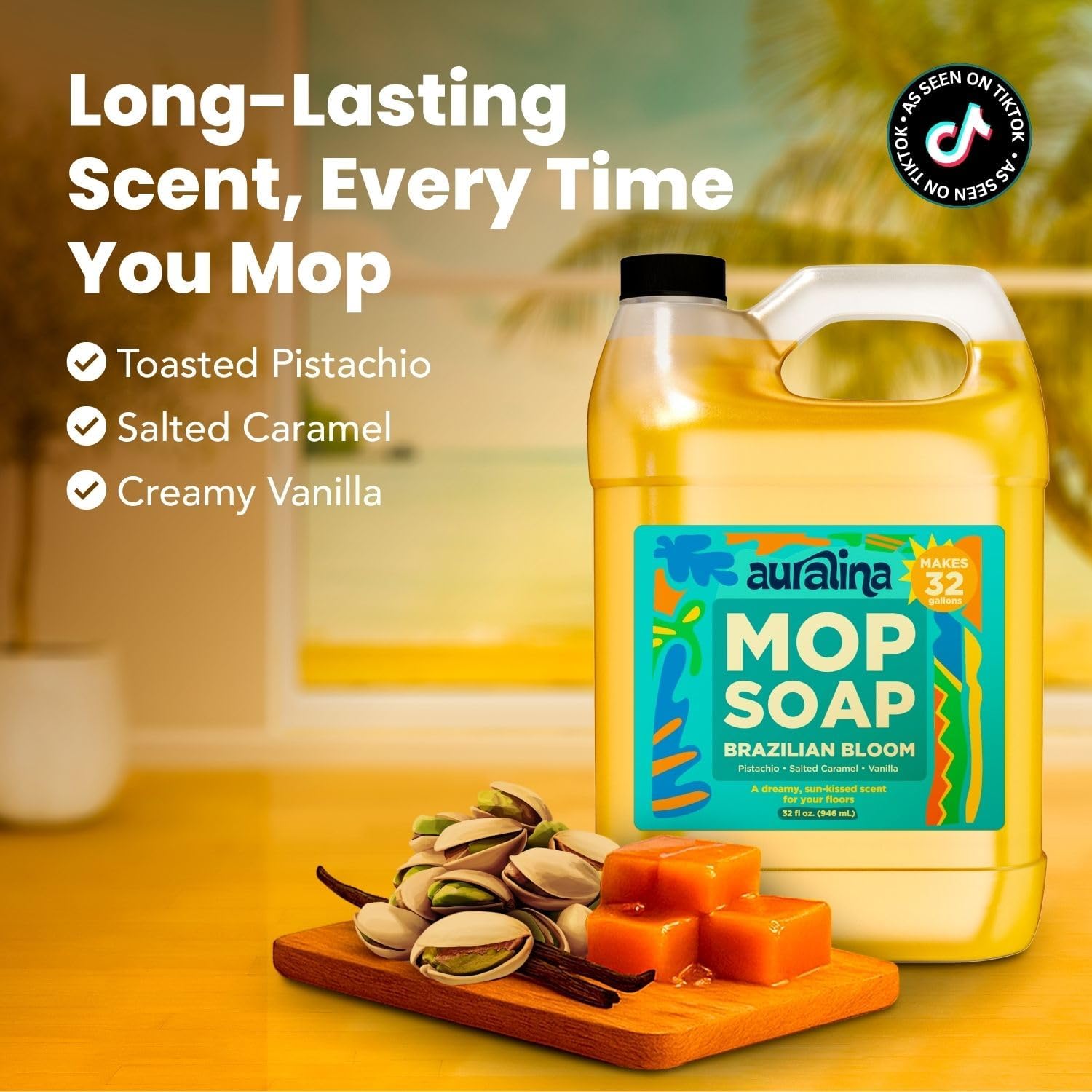 Luxury Mop Soap for Floor Cleaning - Highly Scented Brazilian Waves Concentrated Formula - Best Smelling Floor Cleaner for Mopping Tile, Wood & Laminate - R&W - No Residue, Pet Safe (32oz)