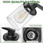 DORESshop 17 Inch Bathroom Light Fixtures, 3-Light Black Bathroom Lighting Fixtures Over Mirror with Clear Glass Shade, Vanity Lights for Bathroom Living Room Bedroom, ETL Listed