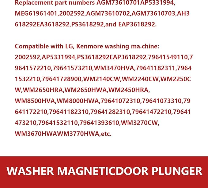 AGM73610701 Magnetic Washer Door Plunger & Spring Kit (2-Pack) - LG/Kenmore Compatible Replacement Parts