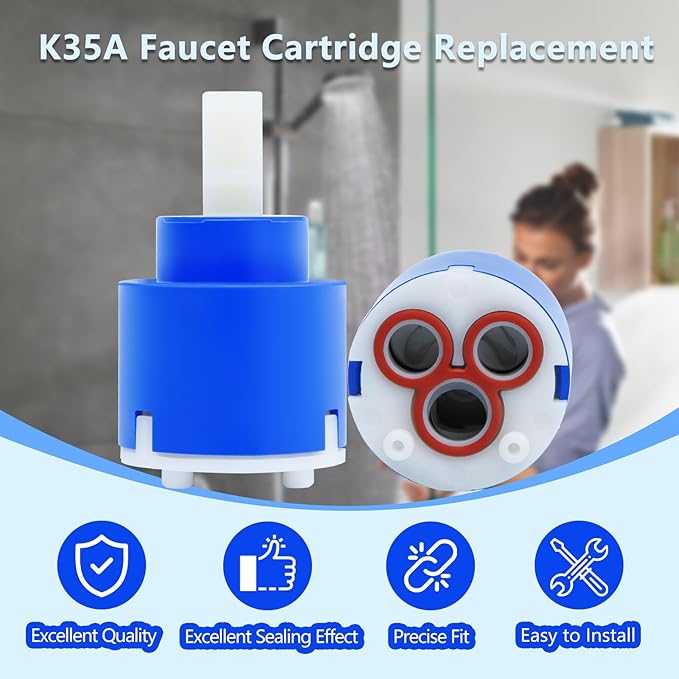 K35A 35mm Faucet Cartridge Replacement for La Torre, Gerber 92-298, American Standard 7034, Moen 121620, Danze DA507348N, Single Lever Shower and Tub Valve Repair Part