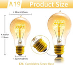 Edison Bulb, A19 Bulbs 6 Pack, Retro Style Incandescent Light Bulbs,Dimmable 120V 40W Antique Vintage Light Bulb, 240 Lmens E26 Base, Amber 2200K Warm White Light, for Home Office Desk Lamp