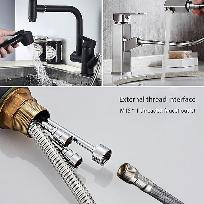 Spray Hose for Kitchen Faucet, 59-inch Pull-Out Sink Replacement, Pull Down Hose