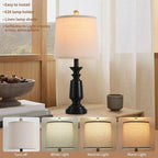 Terpsichore Lamps Set of 2 Modern Farmhouse Table Lamp Bedside Reading Lights Living Room End Lamps Bedroom Night Light,High 22.5 Inch,Matte Black,with Fabric Lamp Shade,Bulb Not Included