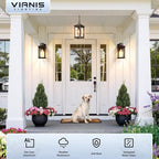 VIANIS Motion Sensor Outdoor Light Fixture, 2 Pack Oil-Rubbed Bronze, Adjustable Sensitivity Outdoor Wall Lights, Anti-Rust Aluminum Waterproof Outdoor Lanterns for Porch, Front Door, Entrance