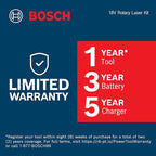 BOSCH GRL4000-80CHV REVOLVE 18V Connected Self-Leveling Horizontal/Vertical Rotary Laser, Includes CORE18V 4 Ah Battery & Charger, Receiver, Wall Mount, Remote Control, Carrying Case, & Accessories
