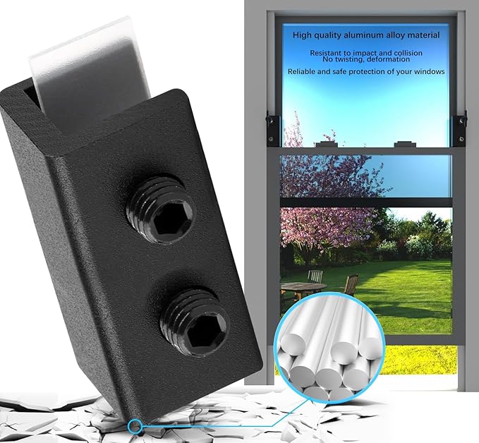 Window Locks Black, 4 Sets Sliding Security Window Lock with Key for Vertical & Horizontal Sliding Windows & Sliding Doors, Adjustable Window Locks Security Window Stoppers for Patio Bedroom Home