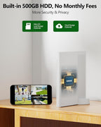 Camcamp Solar Security Cameras Wireless Outdoor, 2K Wireless Battery Security System with 10CH NVR & 500GB HDD, PTZ, Color Night Vision, IP66 Waterproof, Motion Alert, Work with Alexa, 0 Monthly Fee