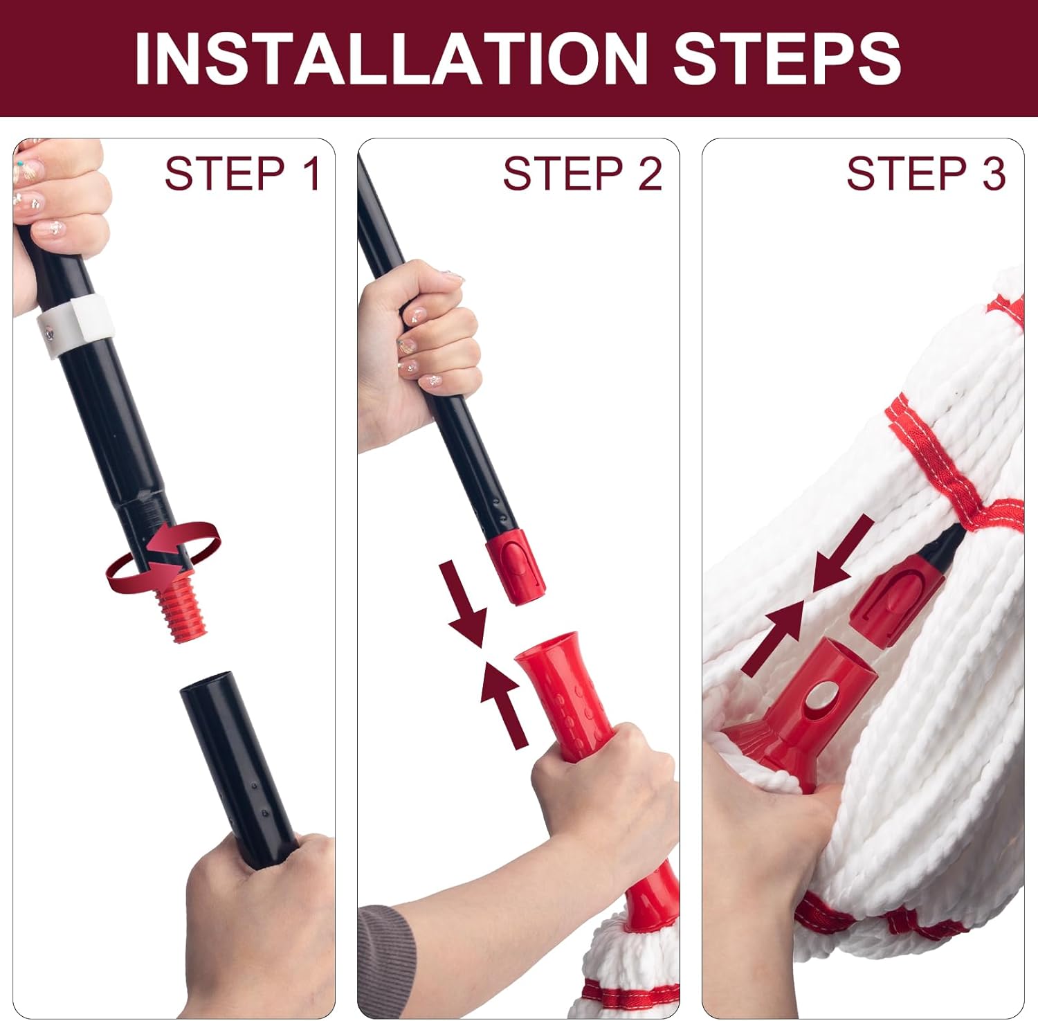 KeFanta Self Wringing Mop for Floor Cleaning, Microfiber Floor mop with 57 " Long Handle, Easy Wringing Mop for Kitchen Hardwood Bathroom Garages Warehouses Vinyl Tile Laminate Home Office