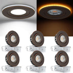 Oil Rubbed Bronze Recessed Lighting 4 Inch with Night Light 6 Pack,Gimbal Led Lights with Junction Box,5CCT Selectable,9W 750LM,Dimmable