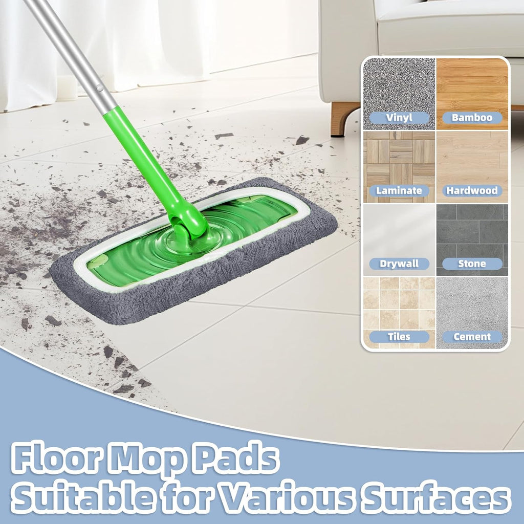 Reusable Dry Sweeping Cloths Microfiber Wet Pads Refill Compatible with Swiffer Sweeper Mop, Machine Washable Sweeping Mop Pads for Use on All Sealed Floors - Stone, Hardwood, Laminate & Tile (6 Grey)