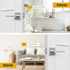 HOSOM Privacy Door Handles for Bedroom and Bathroom, Door Handle Interior Door Levers Keyless Reversible Square Door Locks, Satin Nickel, 1 Pack